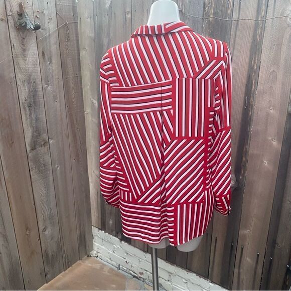 DOROTHY PERKINS Women Red Striped Shirt Style Top size 12 - Picture 8 of 14